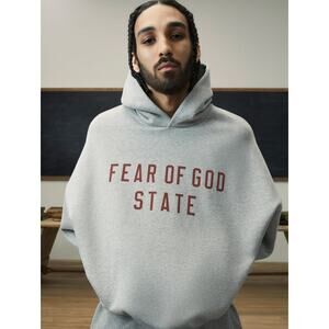 NWT Fear of God ESSENTIALS 'State' Hoodie in Dark Heather‎ Size Large